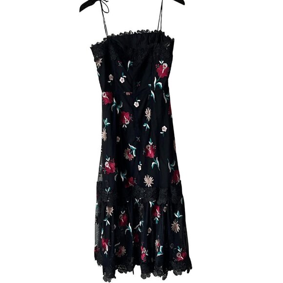 BB Dakota Floral Embroidered Textured Zip Darted Maxi Dress, Size 4 - Picture 5 of 9